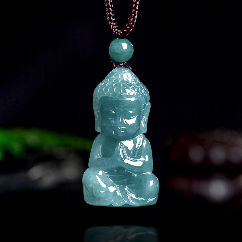 Necklace Pendant - Doğal Gerçek Zümrüt Yeşim Mavi Su