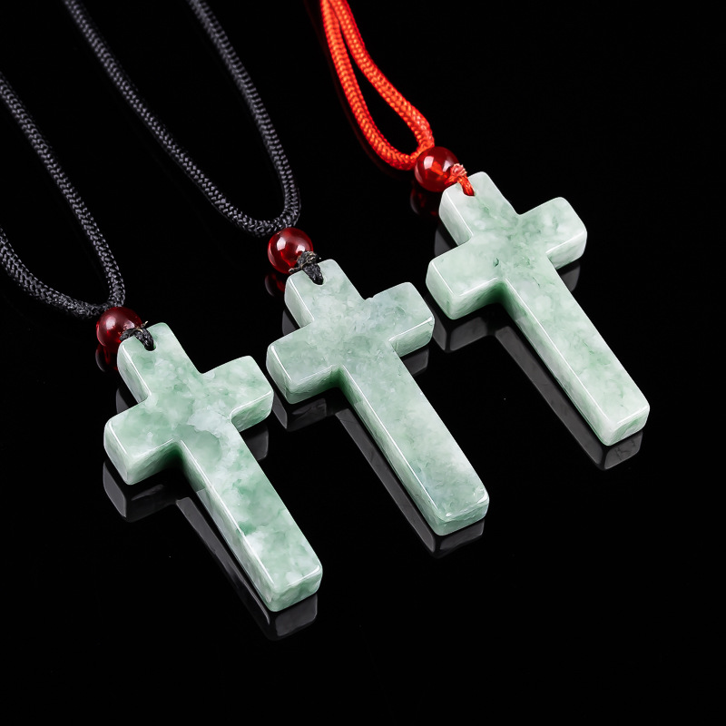 Necklace Pendant - Myanmar Jadeite Çapraz Kolye Kolye Birmanya