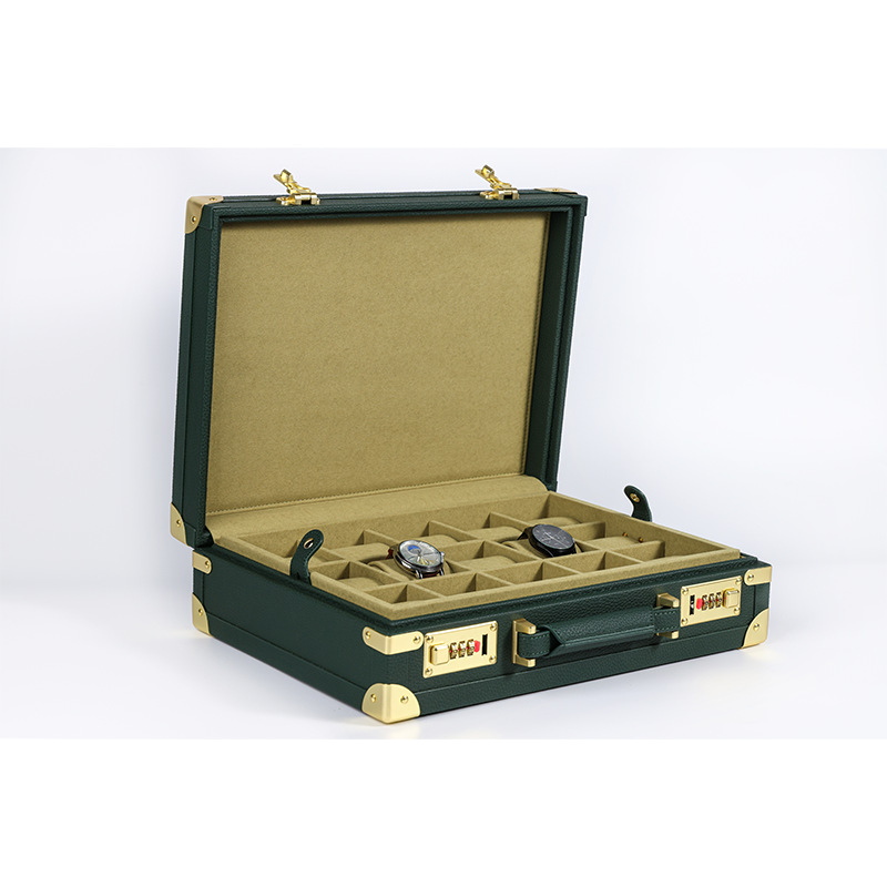 Watch Display Box - OEM ODM Lüks 15 Bölmeli Yeşil