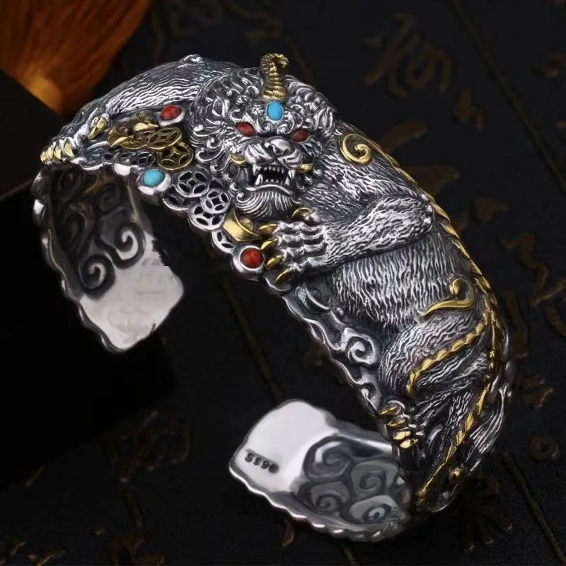 Cuff Bangle Bracelet - Şanslı Pixiu Kaplan Bileklik Doğal Takı