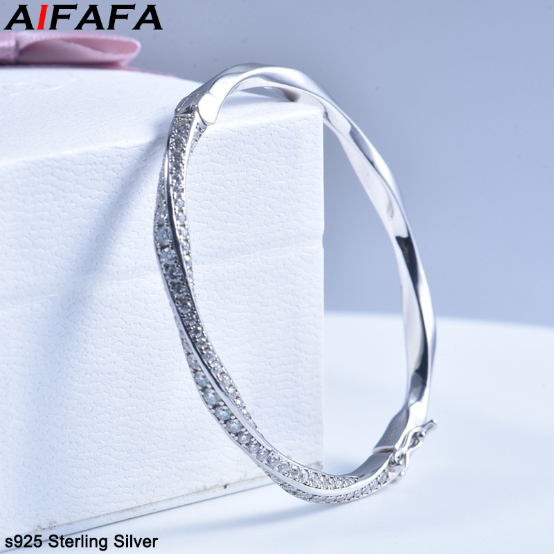 Cuff Bangle Bracelet - Kadınlar için s925 Ayar Gümüş Bilezik,