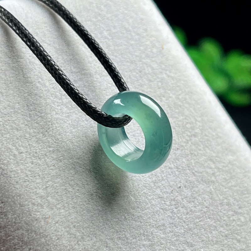 Necklace Pendant - Doğal Zümrüt Mavi Su Şanslı Boncuklu