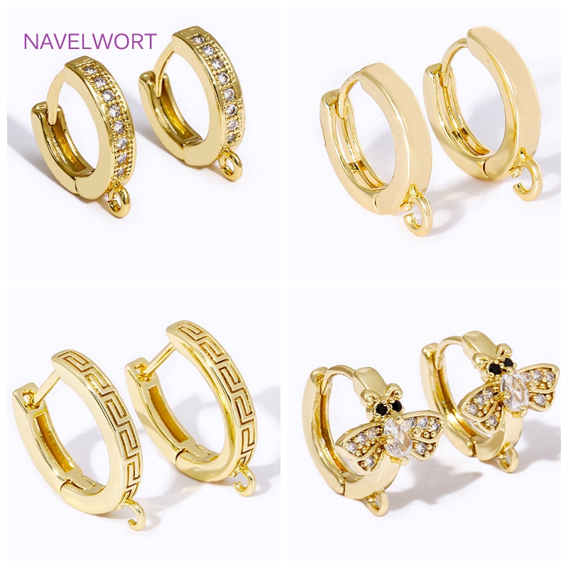 Hoop Earrings - Lüks 18K Altın Kaplama Pirinç Yuvarlak