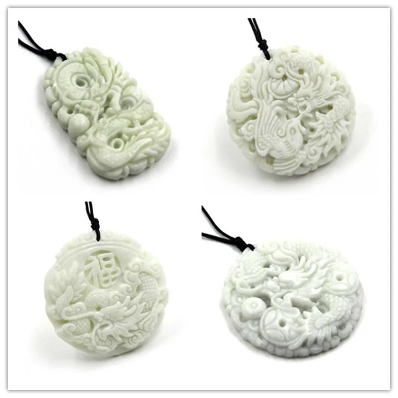 Doğal Beyaz yeşim Ejderha Phoe - Necklace Pendant incelemesi ve fiyatı