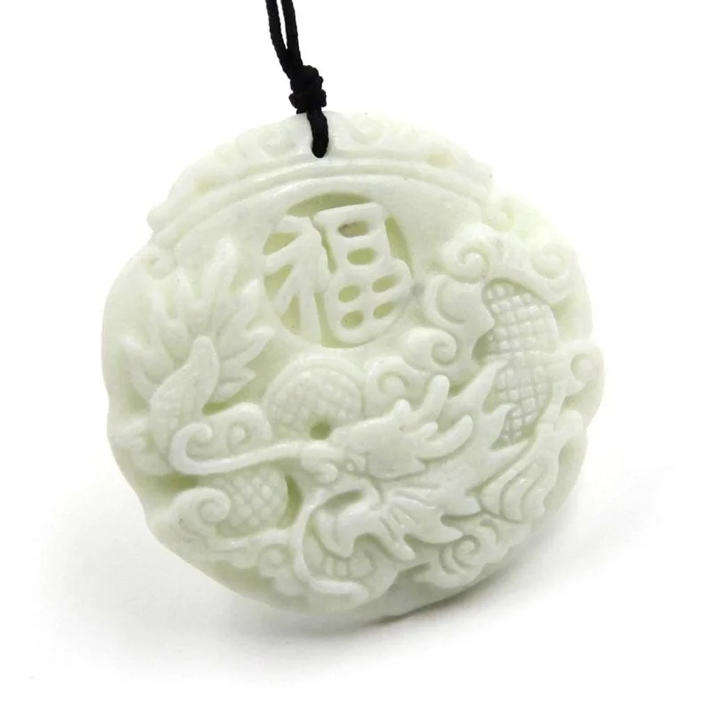 Doğal Beyaz yeşim Ejderha Phoe - Necklace Pendant incelemesi ve fiyatı