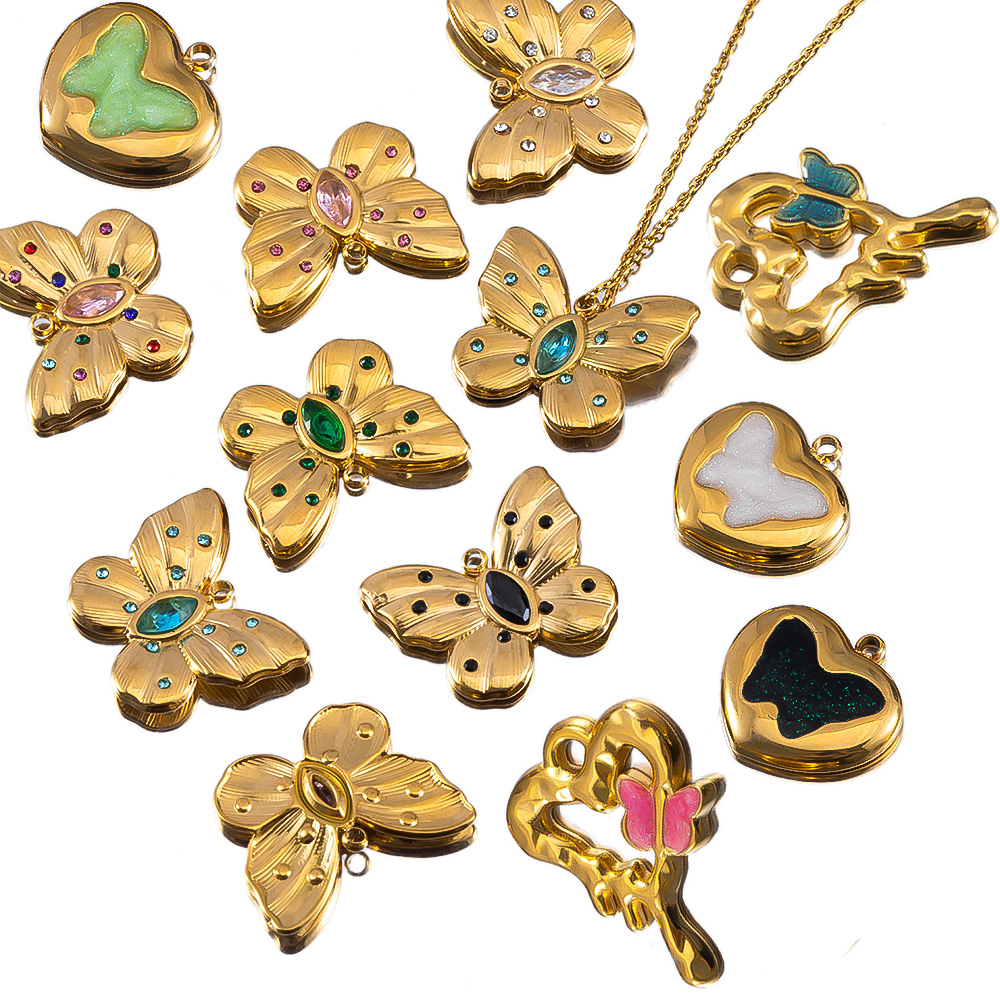 2 adet Emaye Kelebek Lav Aşk K - Butterfly Pendant Necklace incelemesi ve fiyatı