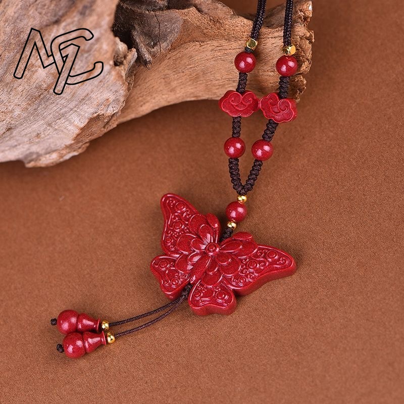 Moda Kırmızı Cinnabar Yeşim Ke - Butterfly Pendant Necklace incelemesi ve fiyatı