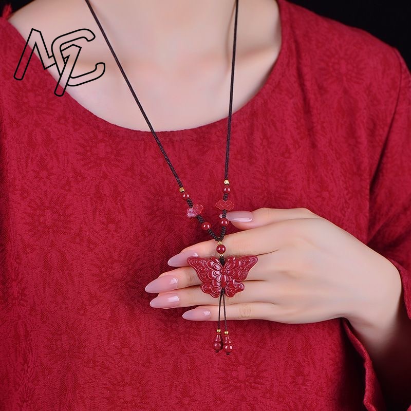 Moda Kırmızı Cinnabar Yeşim Ke - Butterfly Pendant Necklace incelemesi ve fiyatı