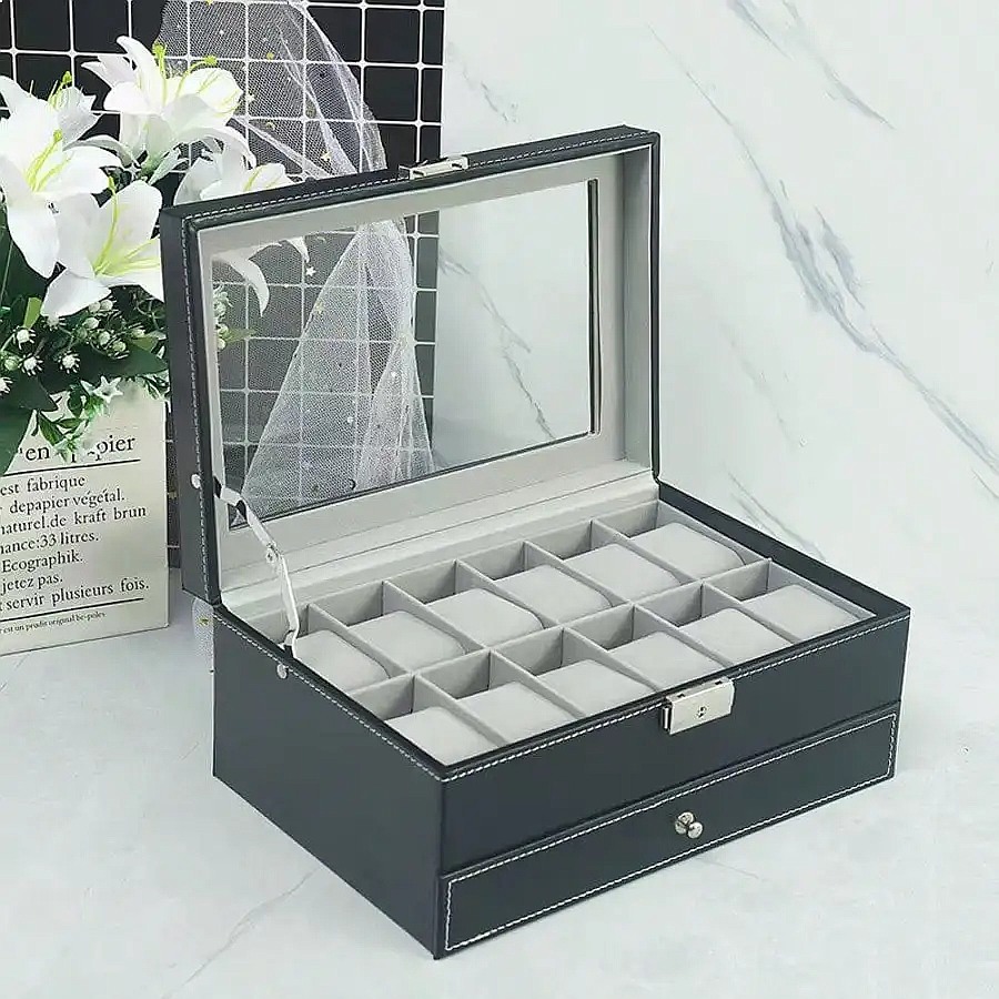 12 Bölmeli Çekmeceli Saat Kutu - Watch Display Box incelemesi ve fiyatı
