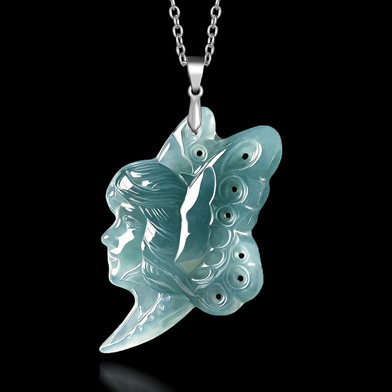 S925 Gümüş Doğal Mavi Su Yeşim - Butterfly Pendant Necklace incelemesi ve fiyatı