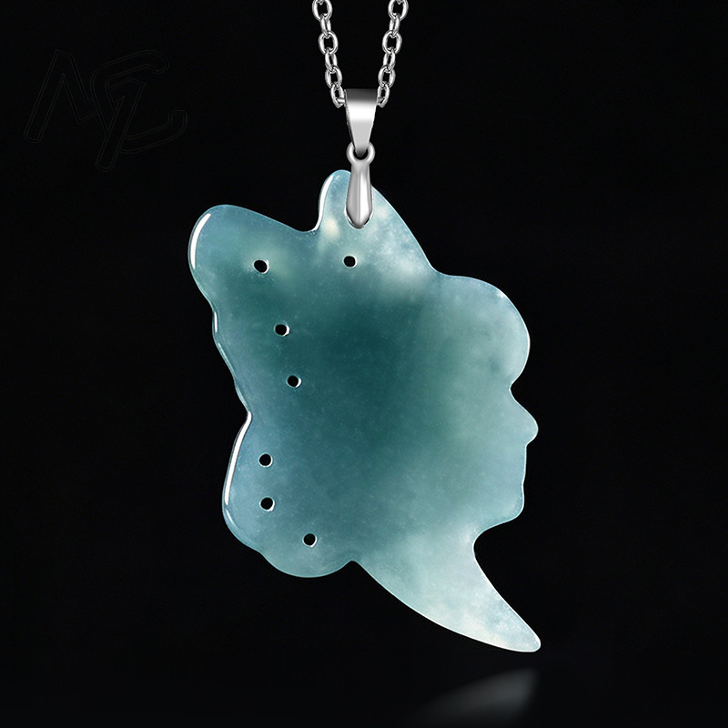 S925 Gümüş Doğal Mavi Su Yeşim - Butterfly Pendant Necklace incelemesi ve fiyatı