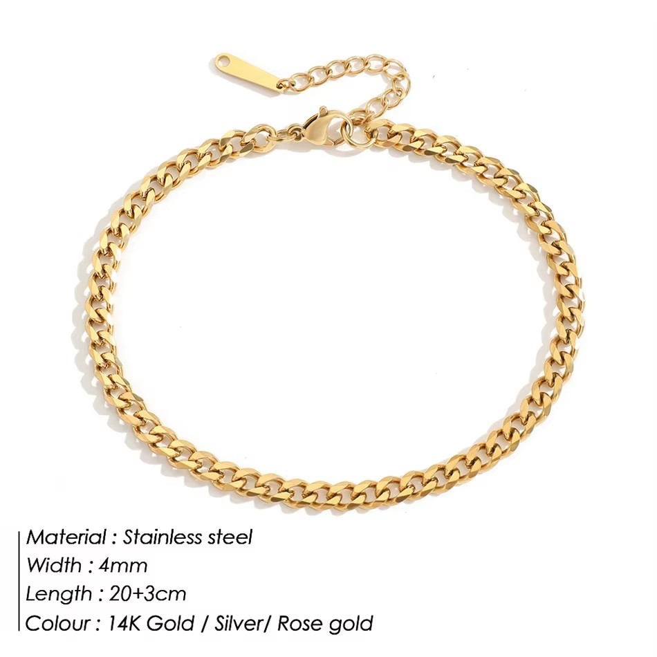 4MM Paslanmaz Çelik Basit Küba - Anklet Foot Chain incelemesi ve fiyatı