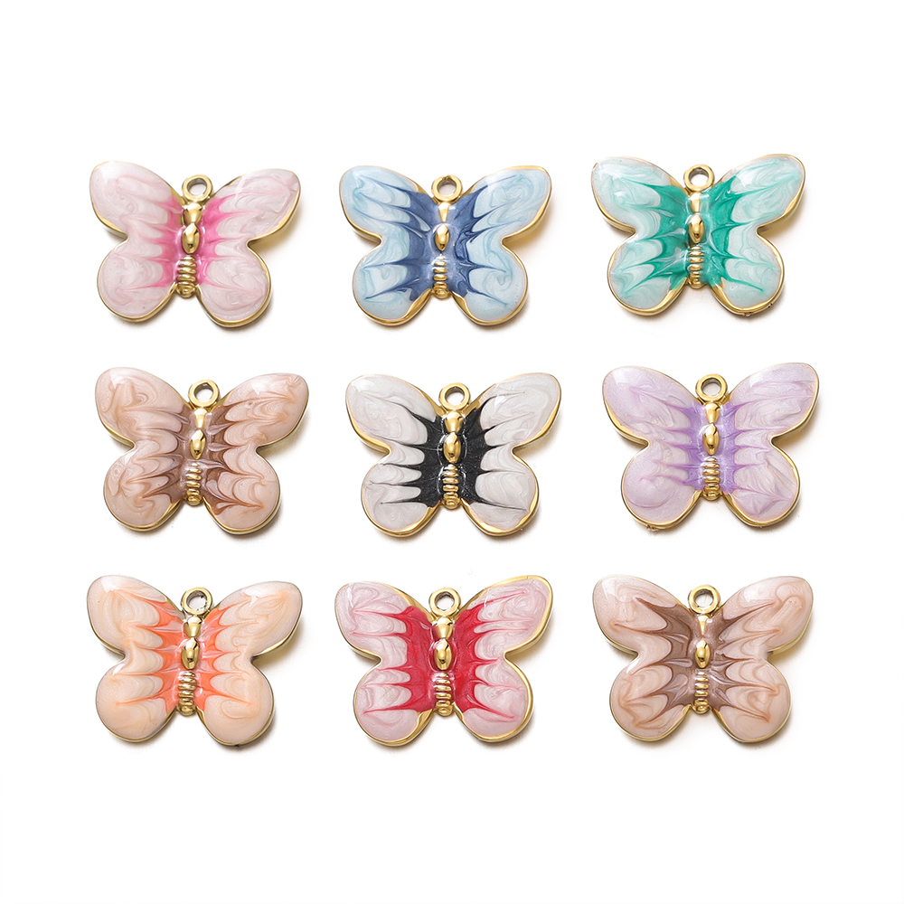 2 adet/grup Renkli Emaye Keleb - Butterfly Pendant Necklace incelemesi ve fiyatı